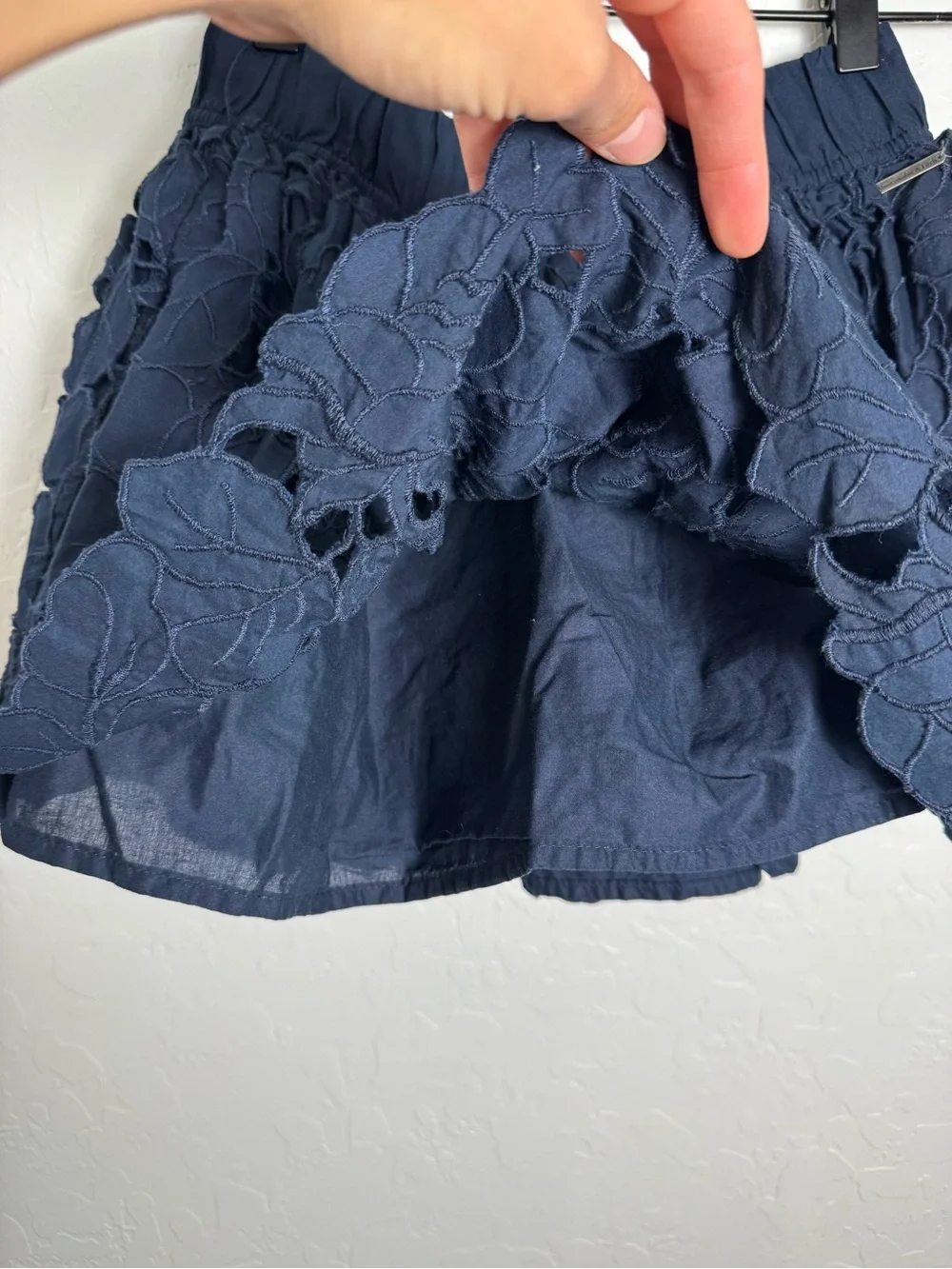 Abercrombie & Fitch Navy Blue Floral Eyelet Mini Skirt